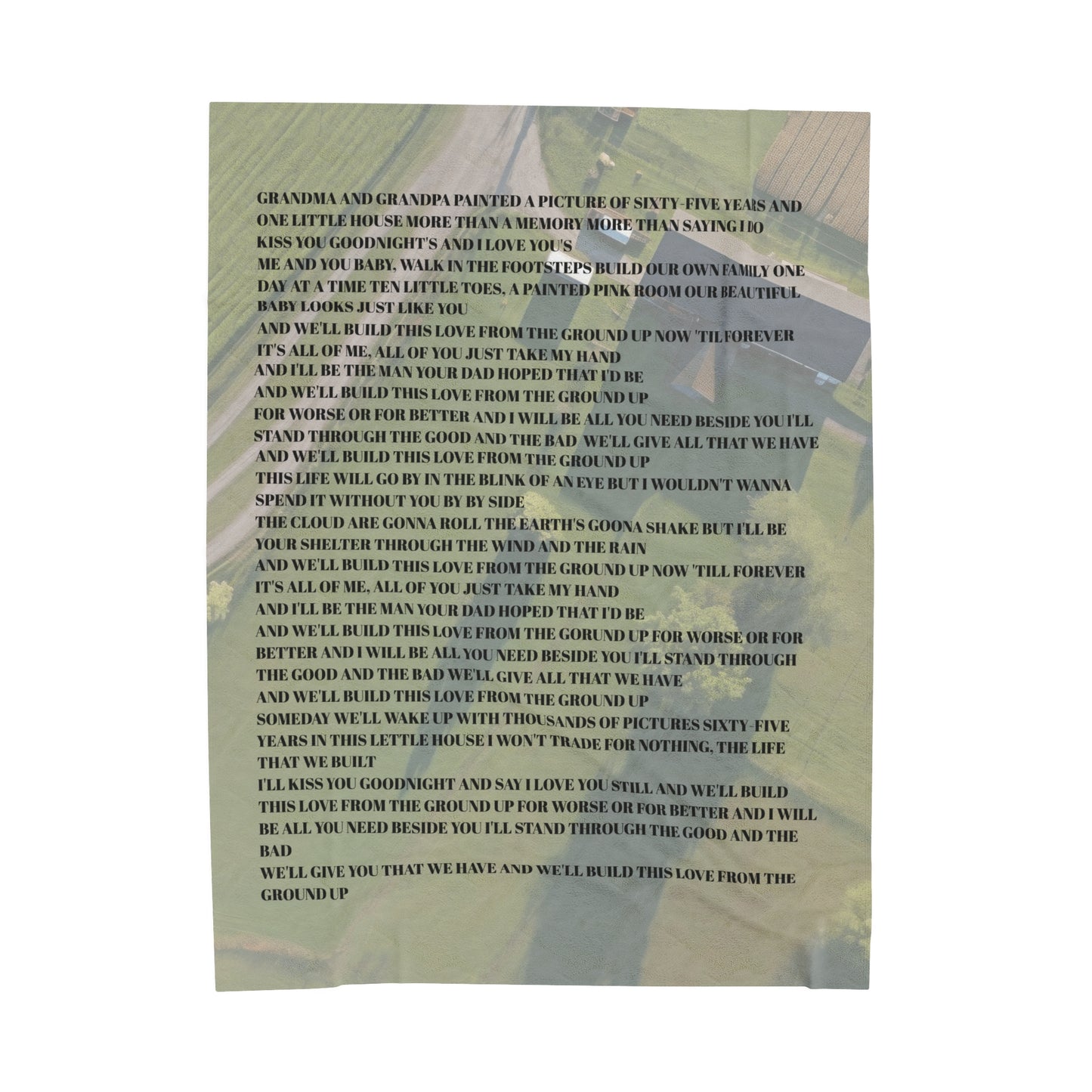 From the ground up lyric Velveteen Plush Blanket, Fan Blanket, Throw Rug, Display Blanket, Country Music Blanket,