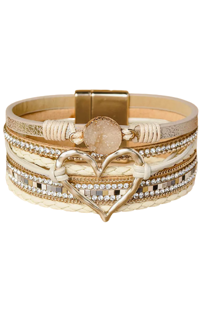 Golden Heart Layered Bracelet β Boho Luxe with a Hint of Sparkle