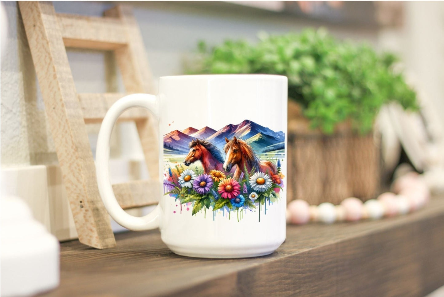 Watercolour horses 11oz Mug