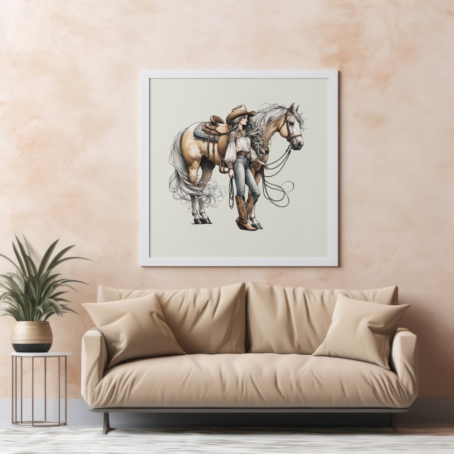 Elegant Cowgirl and Horse Canvas β Western Wall Art for Rustic & Country Decor
