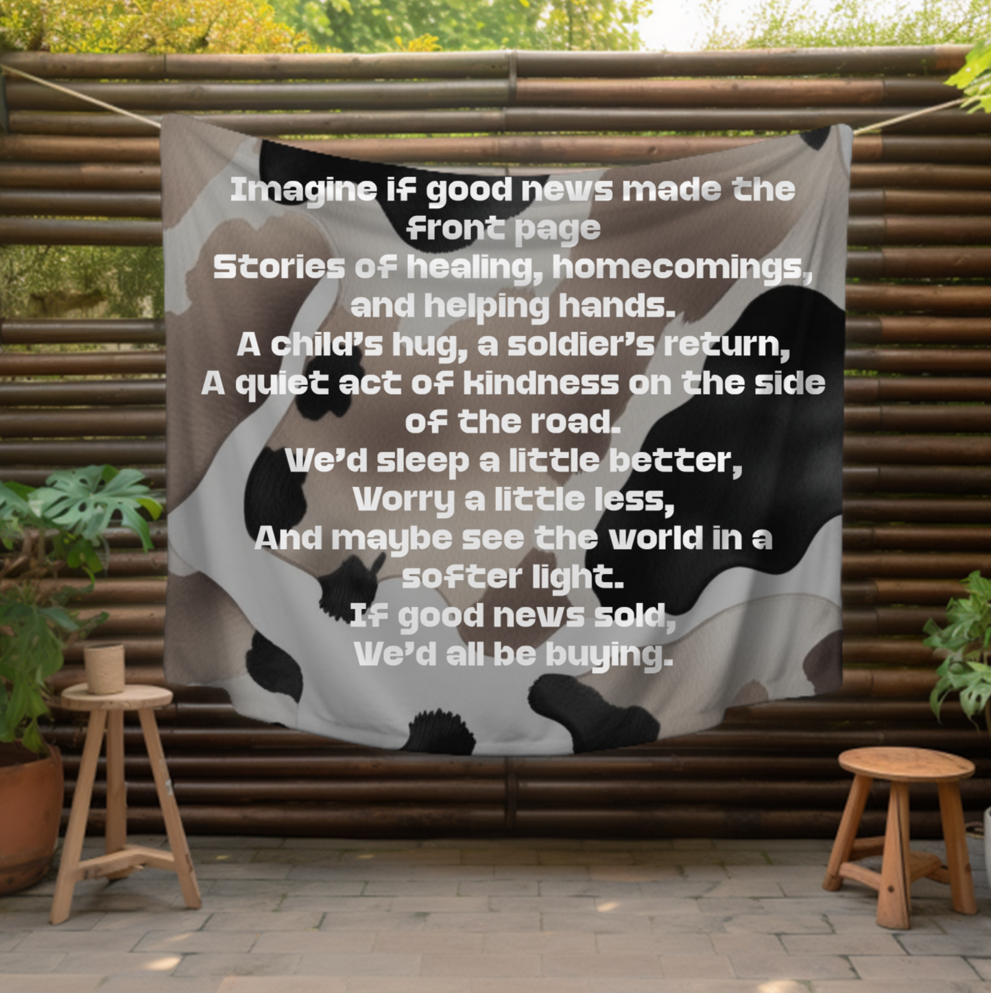 “If Good News Sold” Inspirational Quote Velveteen Plush Blanket, Fan Blanket, Throw Rug, Display Blanket, Country Music Blanket