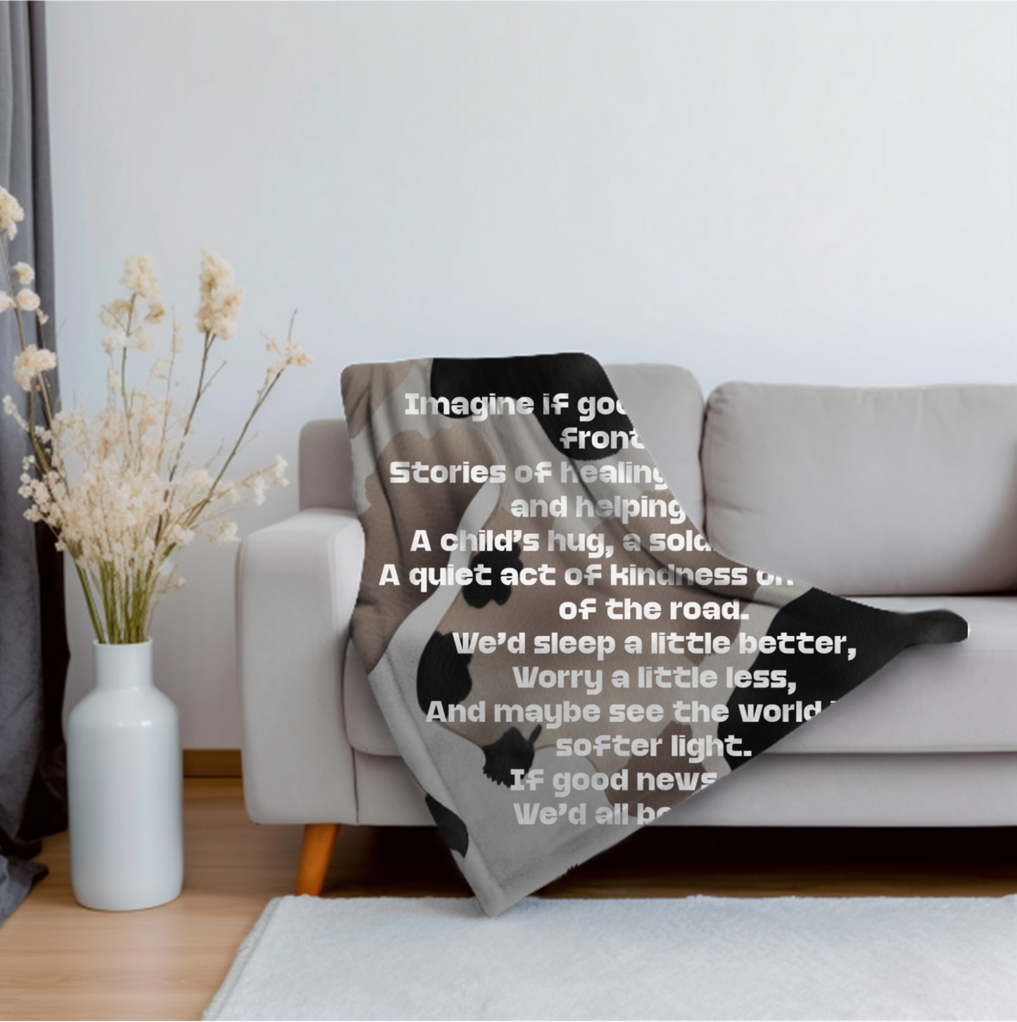 “If Good News Sold” Inspirational Quote Velveteen Plush Blanket, Fan Blanket, Throw Rug, Display Blanket, Country Music Blanket