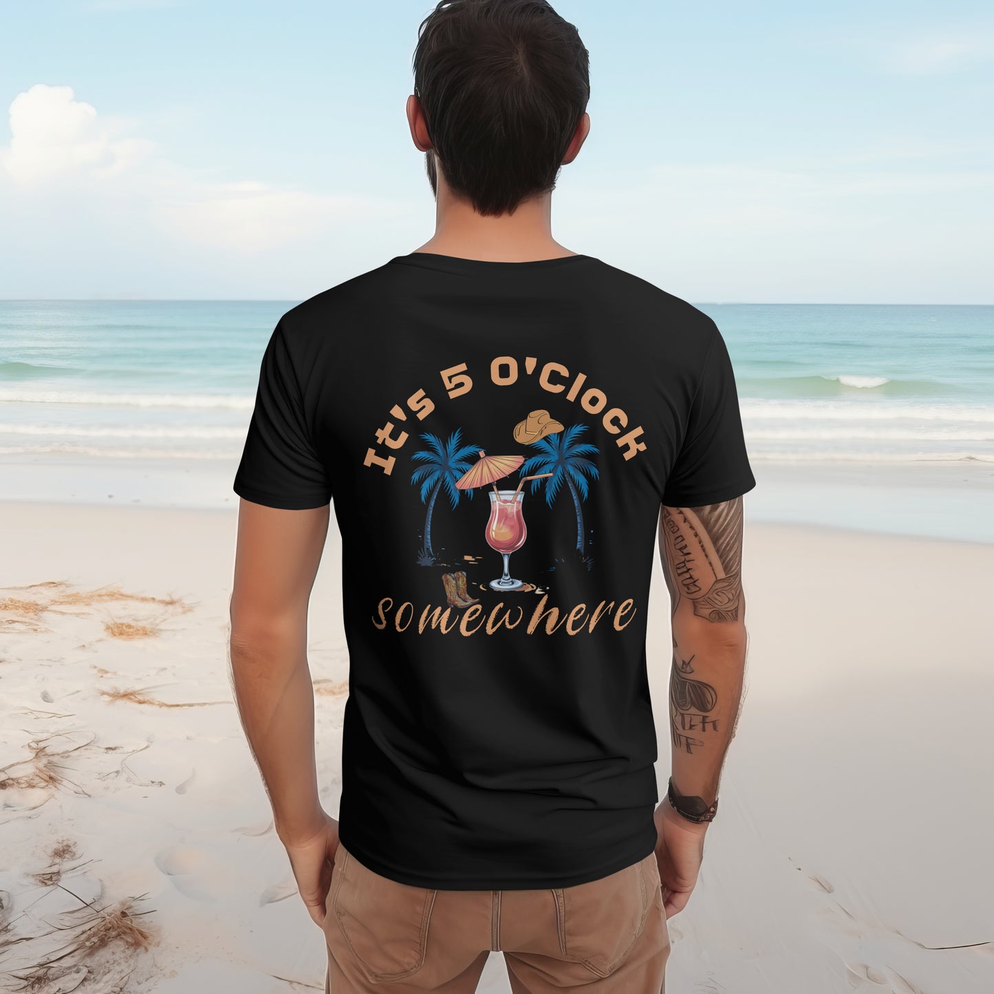 "It’s 5 O’Clock Somewhere" Tropical Country Graphic T-Shirt