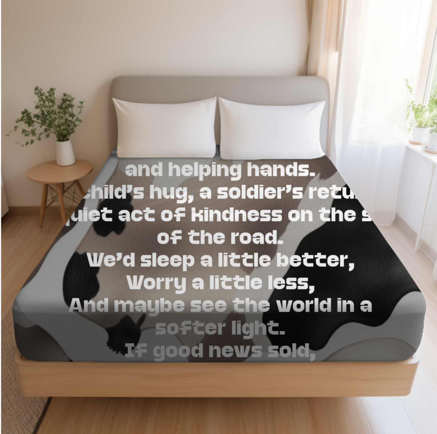 “If Good News Sold” Inspirational Quote Velveteen Plush Blanket, Fan Blanket, Throw Rug, Display Blanket, Country Music Blanket