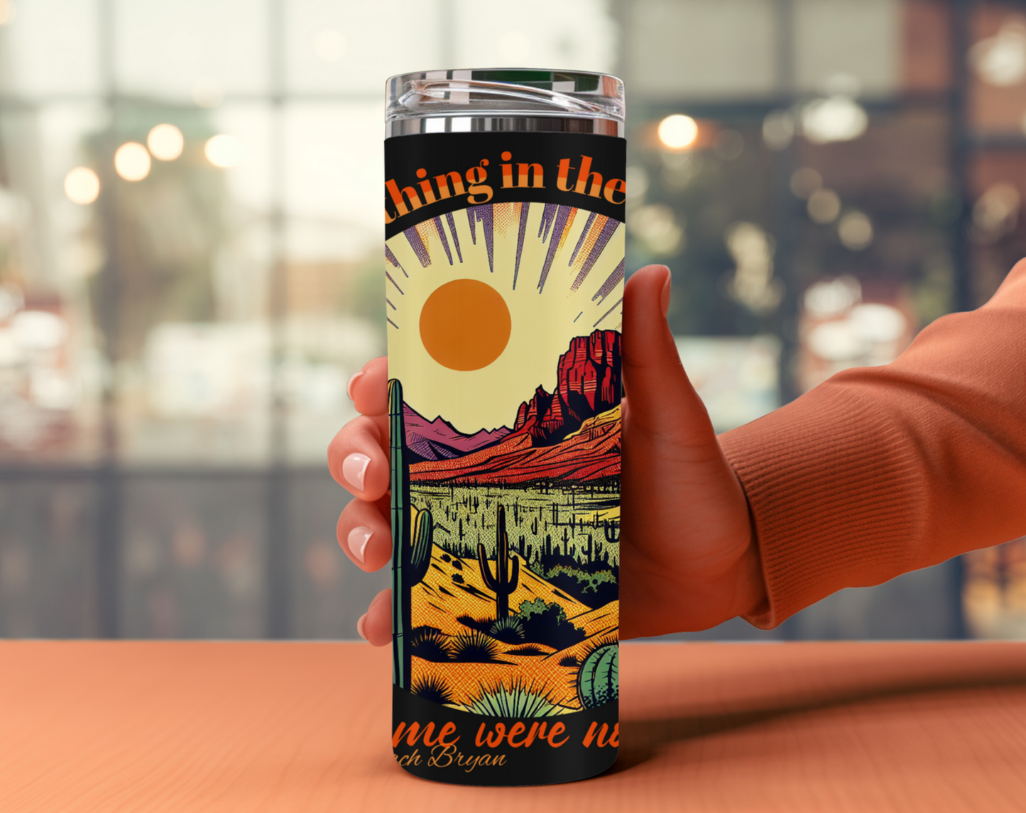 Zach Bryan "Something in the Orange" inspired Tumbler 20oz, Water bottle, Desert landscape