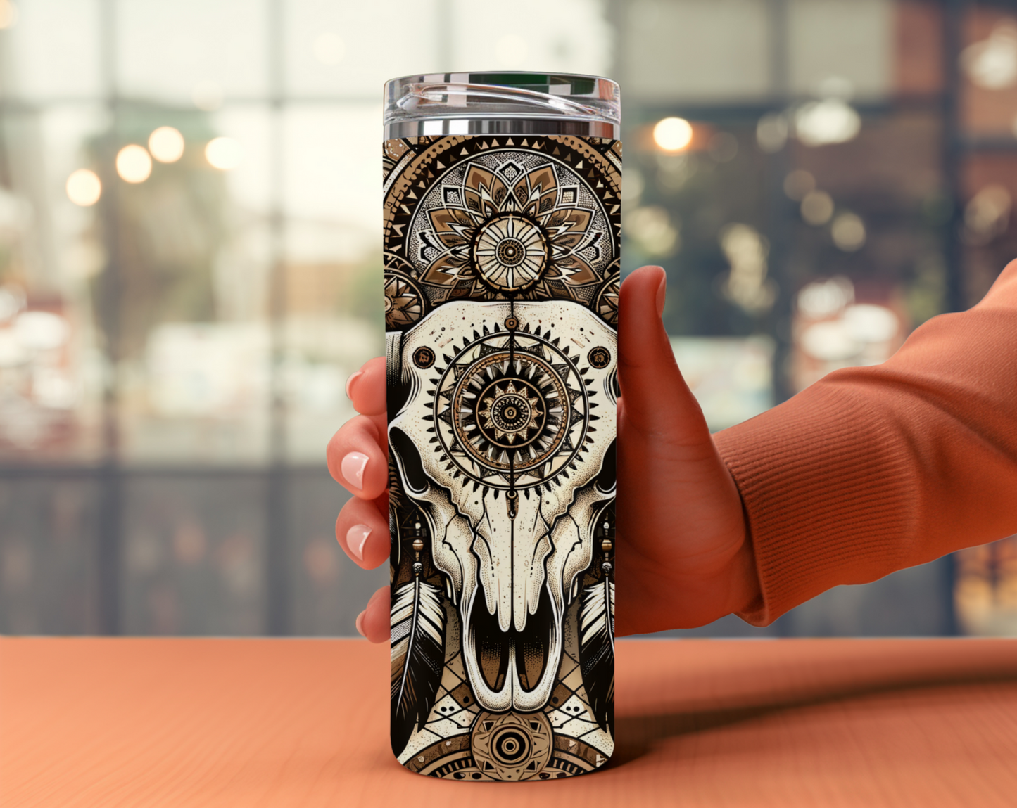 Western Spirit Cow Skull 20 oz Tumbler; Dreamcatcher Tumbler
