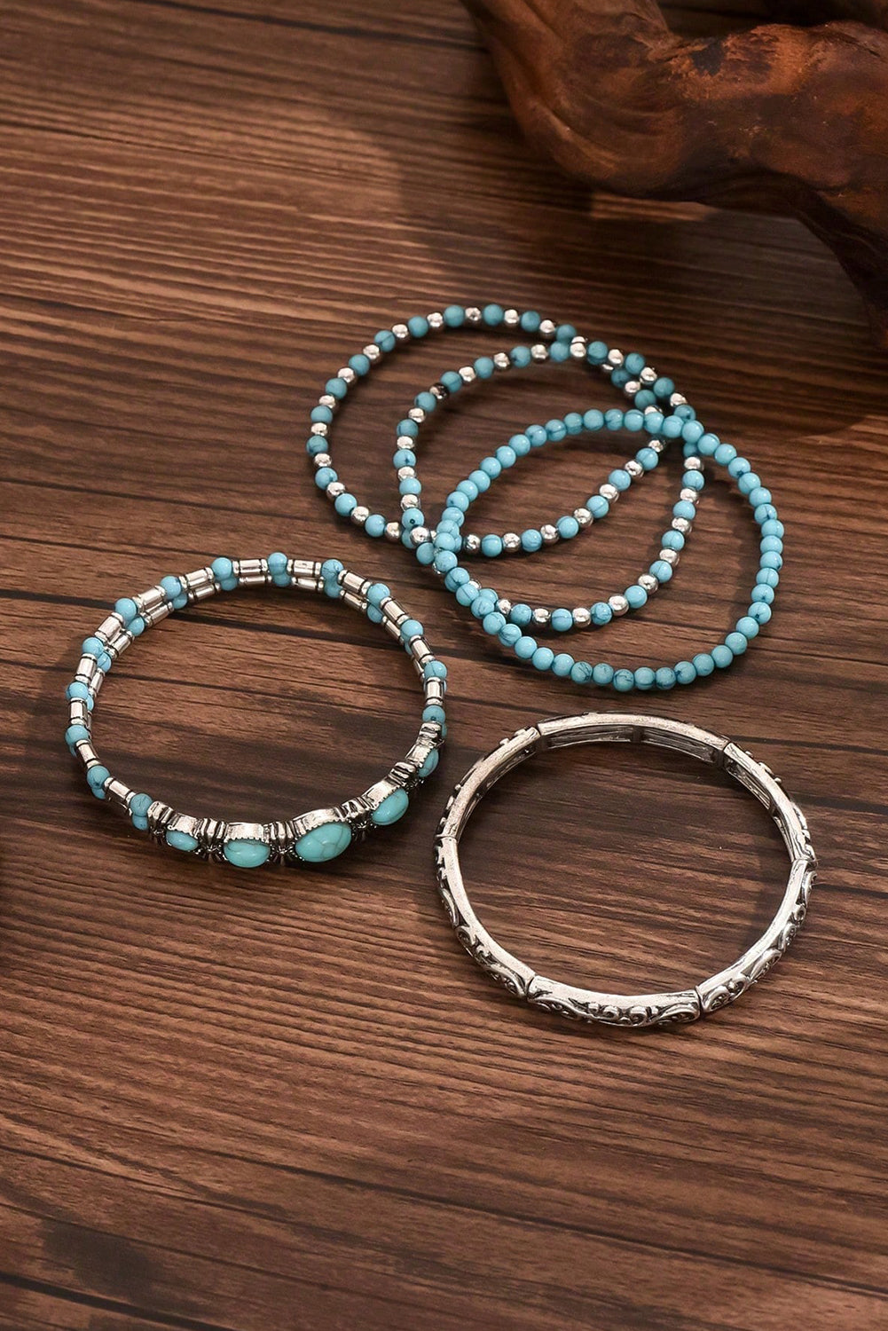 Desert Bloom Turquoise Bracelet – Silver-Touched Elegance for Free Spirits