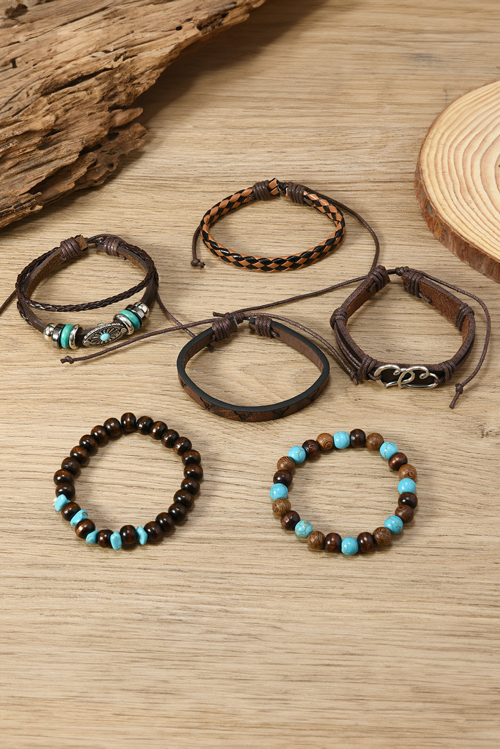 Cinnamon Sunset PU Leather Bracelet Stack β Western Texture Meets Everyday Luxe