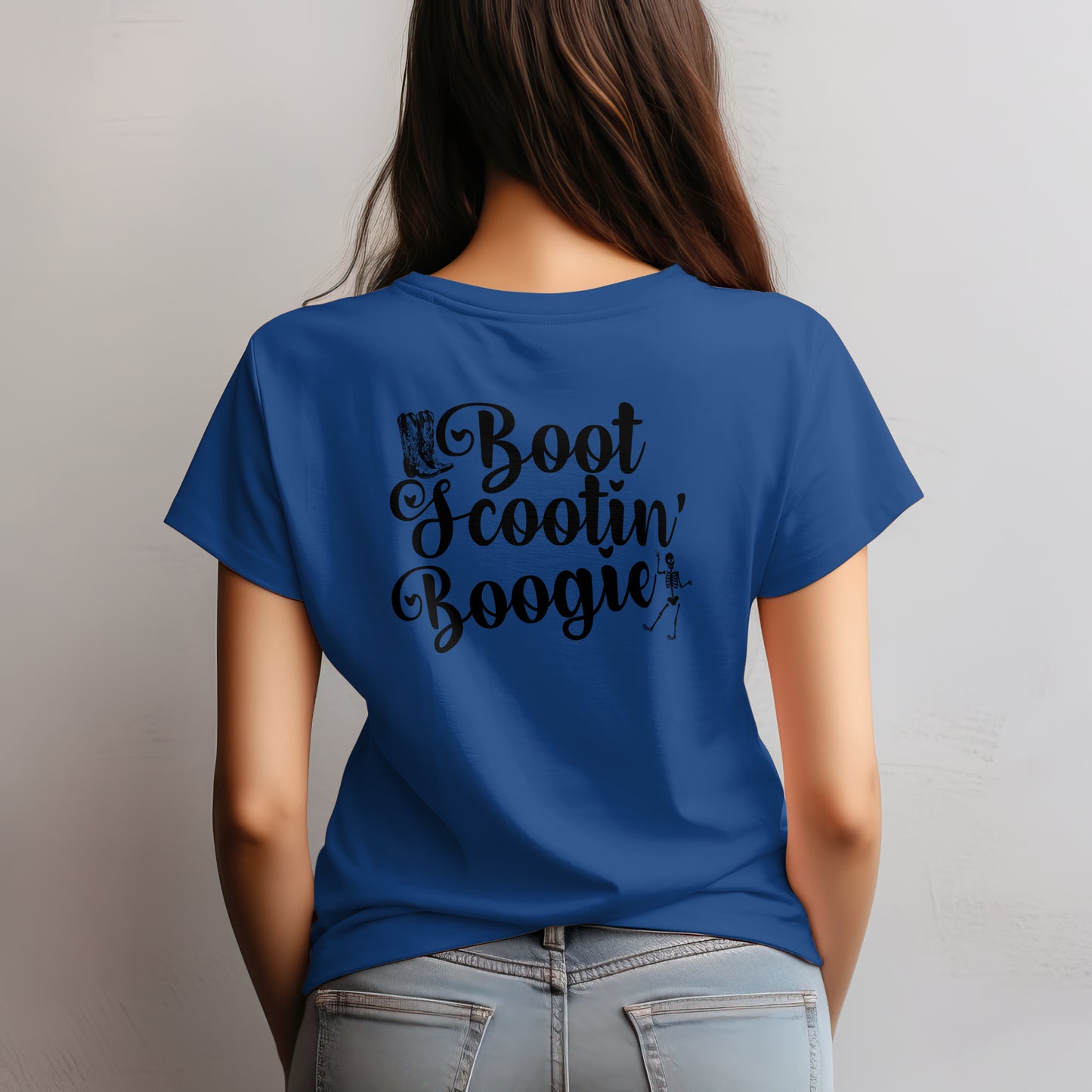 Features a bold and stylish design that captures the essence of the song's lively and energetic spirit. The graphic showcases a pair of cowboy boots, perfectly positioned to symbolize the dance moves that have made "Boot Scootin' Boogie"
