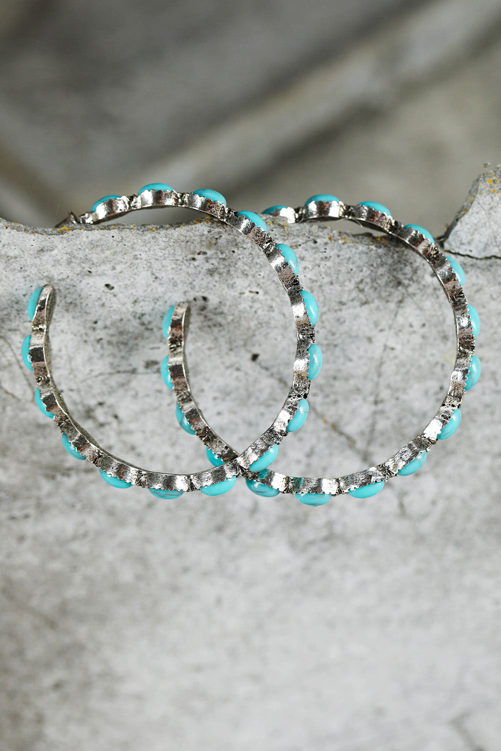 Turquoise C-Hoop Statement Earrings
