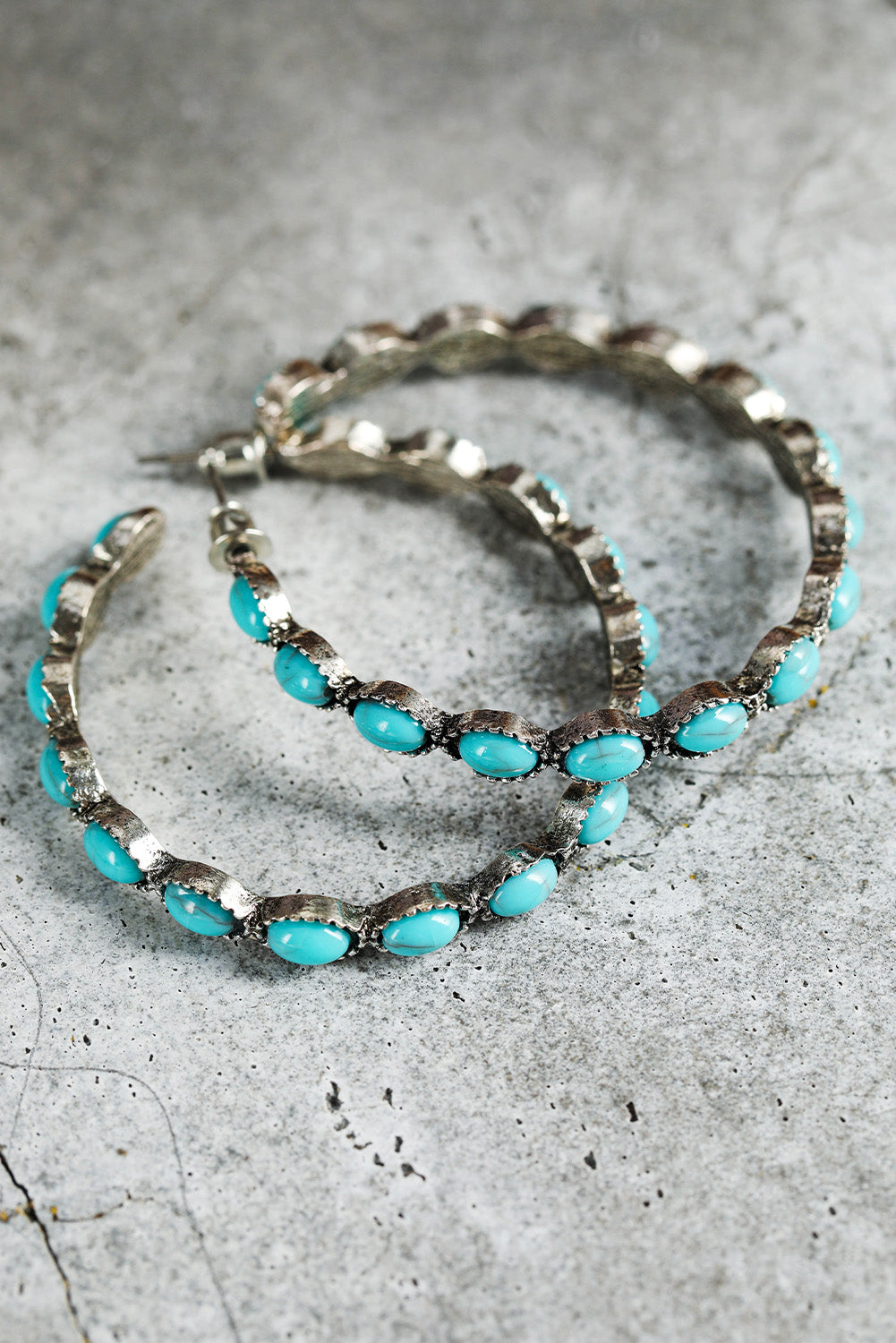Turquoise C-Hoop Statement Earrings