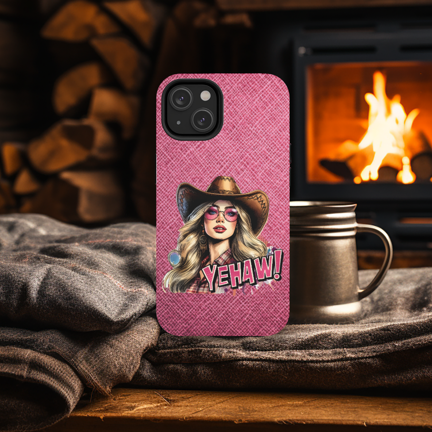 Wild West Charm: Bold Cowboy Hat and YEHAW! Design Phone Case