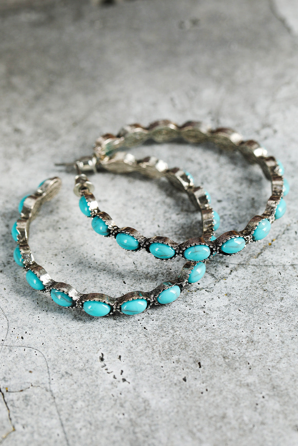 Turquoise C-Hoop Statement Earrings