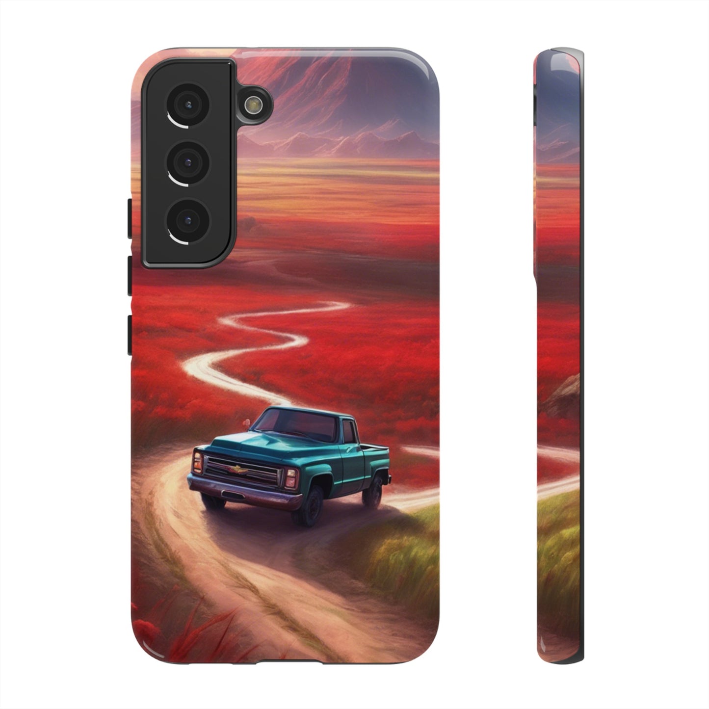 Blue Chevy Sunset Scene Phone Case