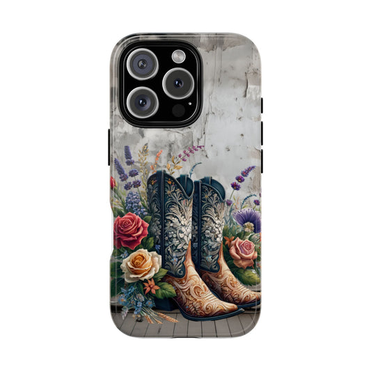 Elegant Floral Cowboy Boots Phone Case
