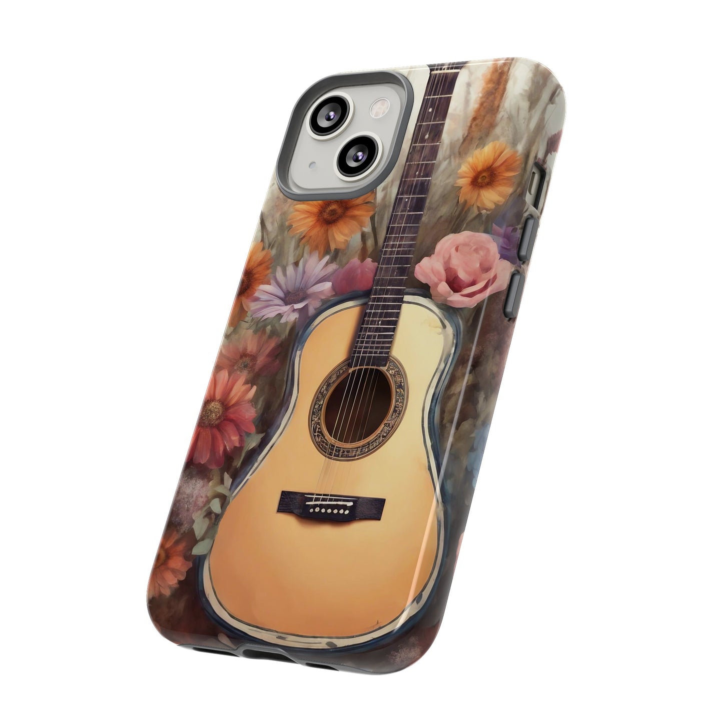 Boho Guitar with Flowers Design Phone Case