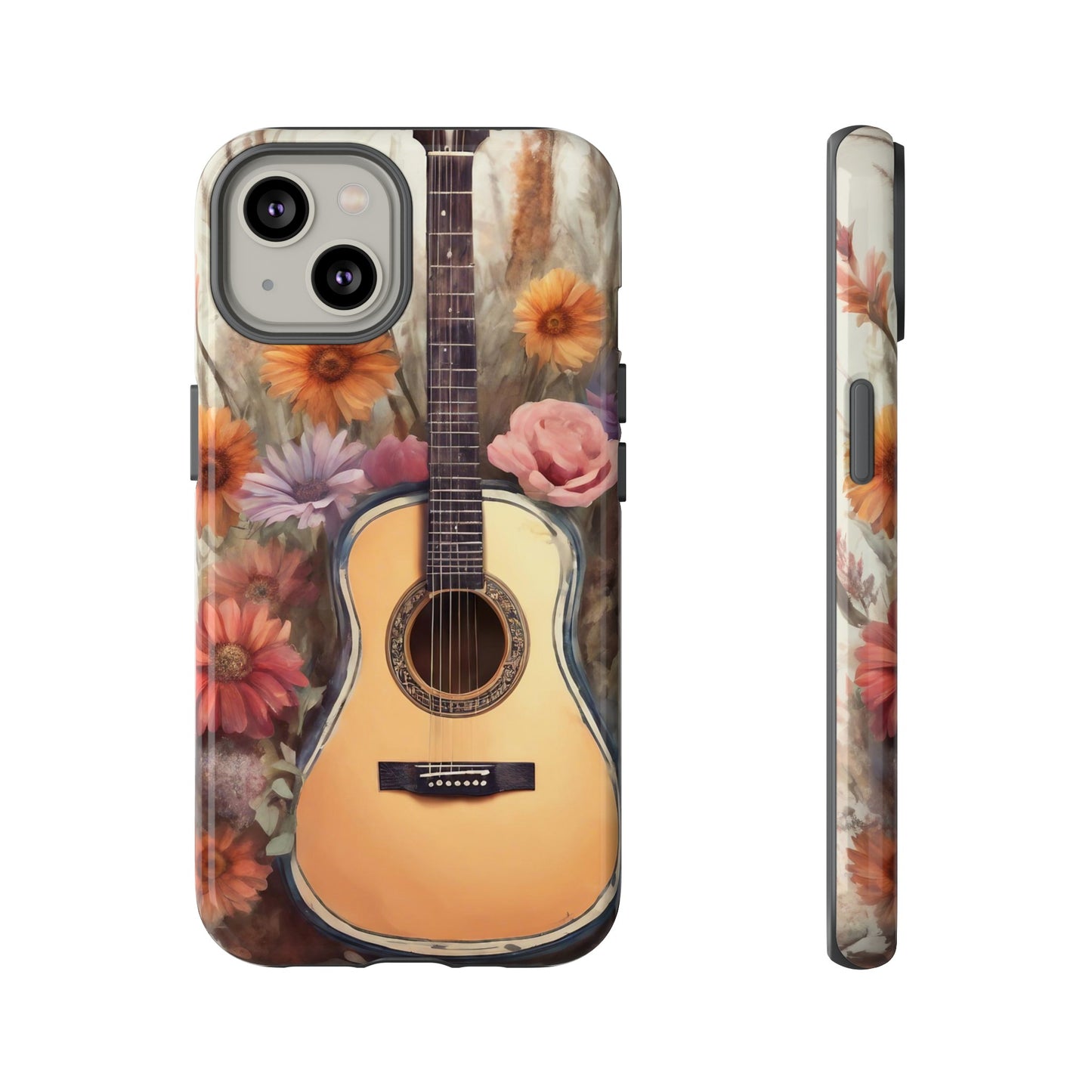 Boho Guitar with Flowers Design Phone Case