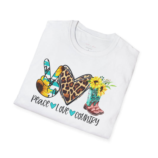 Peace, Love, Country T-Shirt, Country T-Shirt, Country Music Concert T-Shirt, Streetwear Shirt, Casual T-Shirt