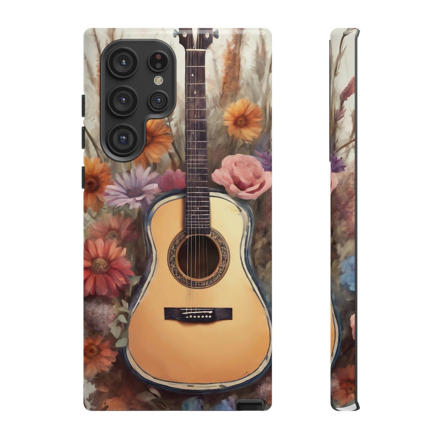 Boho Guitar with Flowers Design Phone Case