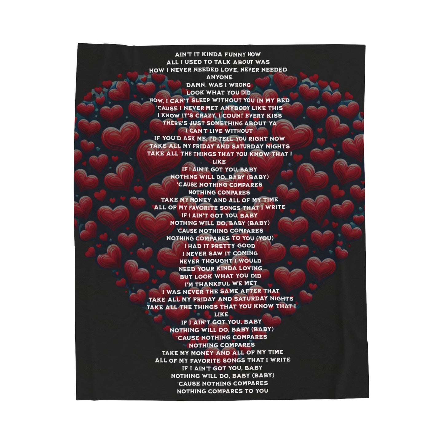 Nothing compares to you lyric Velveteen Plush Blanket, Fan Blanket, Throw Rug, Display Blanket, Country Music Blanket,