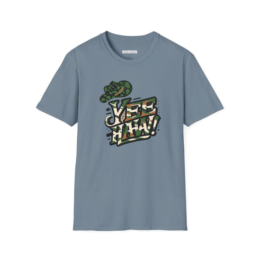 Yee-Haw T-Shirt with Cowboy Hat, Camo design, Unisex T-Shirt, Country Music T-Shirt