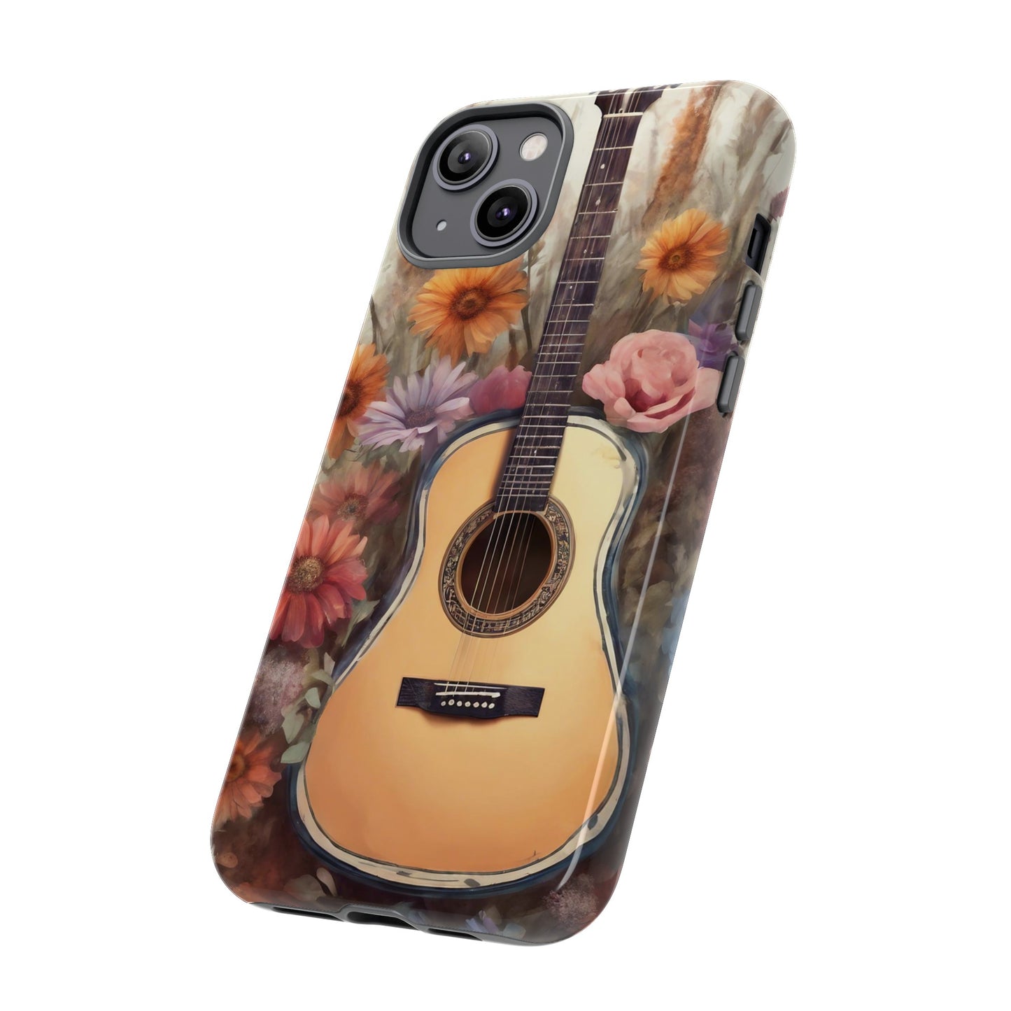 Boho Guitar with Flowers Design Phone Case