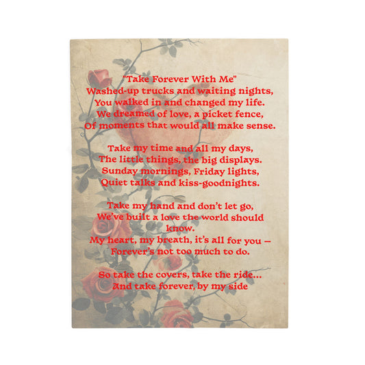 Red rose vine with a heart and red text