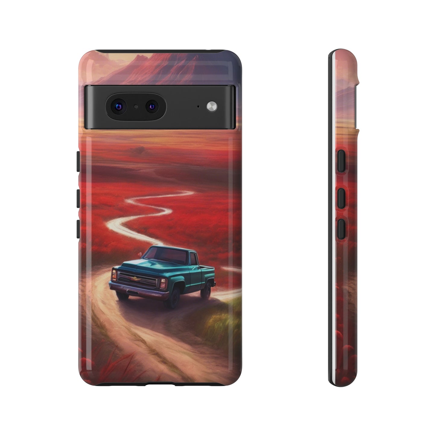 Blue Chevy Sunset Scene Phone Case