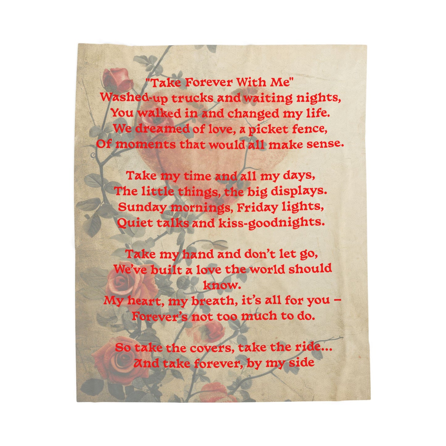 Take forever with me Velveteen Plush Blanket, Fan Blanket, Throw Rug, Display Blanket, Country Music Blanket,