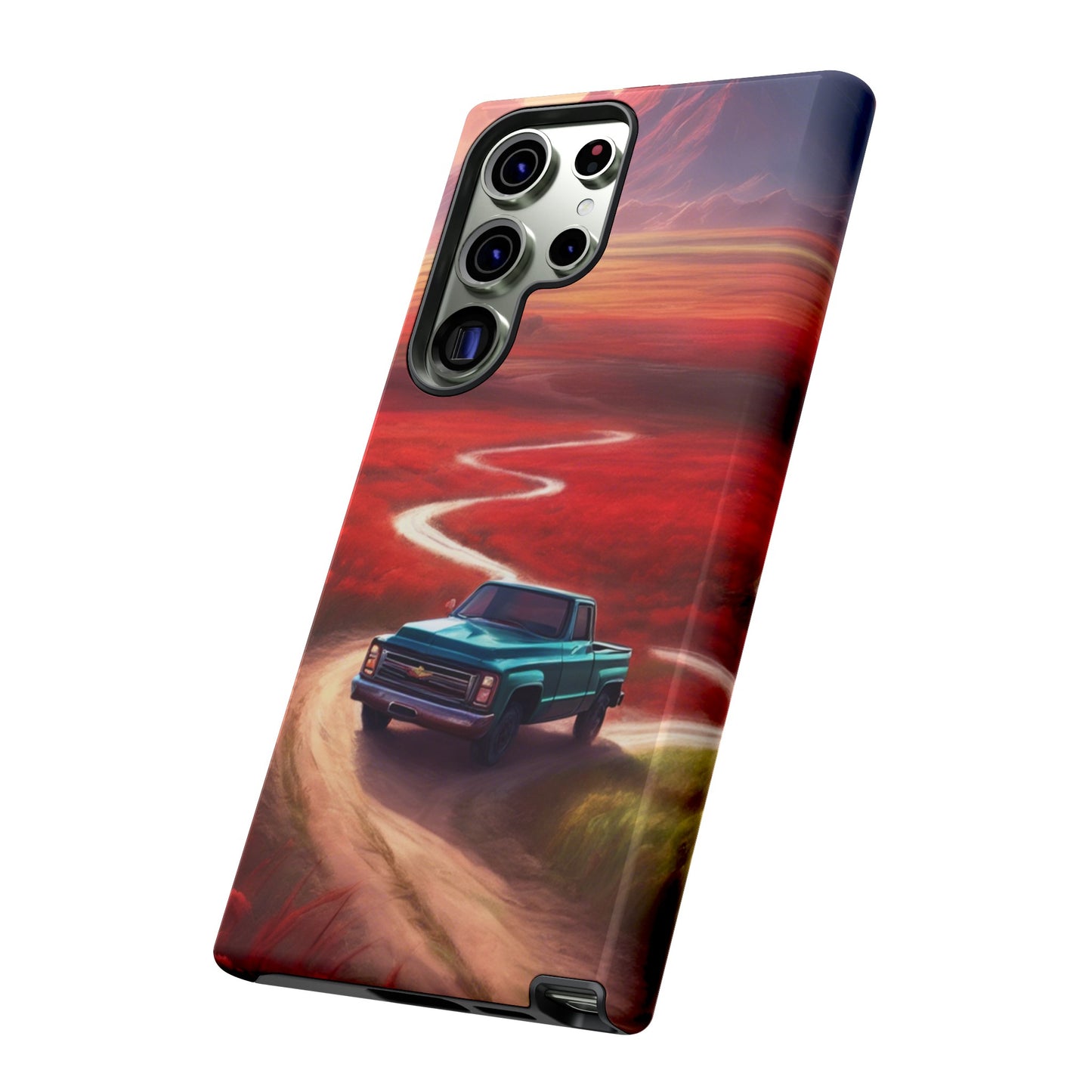 Blue Chevy Sunset Scene Phone Case