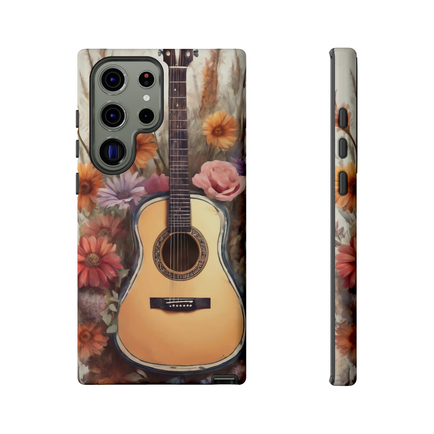 Boho Guitar with Flowers Design Phone Case