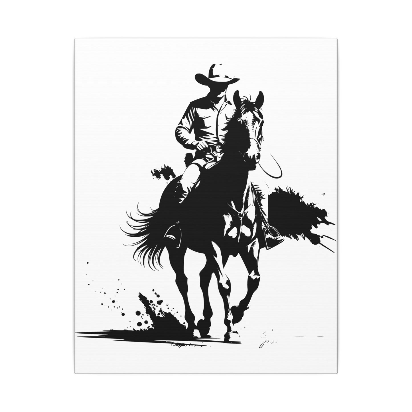 Featuring a bold ink-style silhouette, this dynamic artwork is perfect for anyone who lives and breathes cowboy country