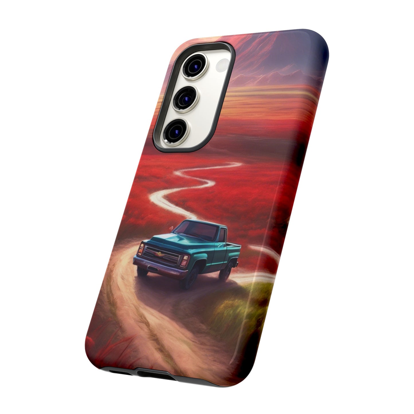 Blue Chevy Sunset Scene Phone Case