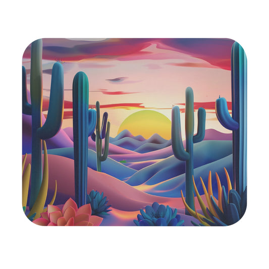 Blue/Purple Mountain Cactus Mouse Pad, Western mouse pad, Cactus sunset mouse pad