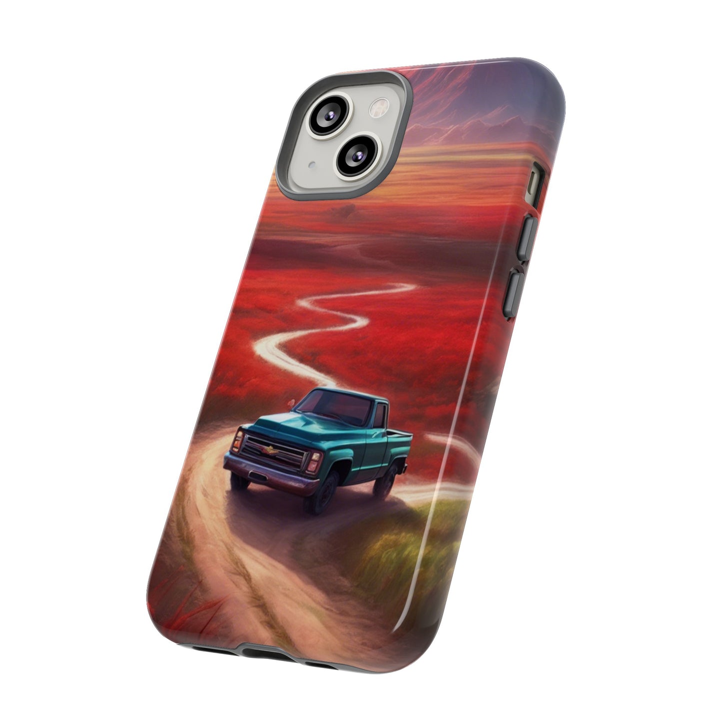 Blue Chevy Sunset Scene Phone Case