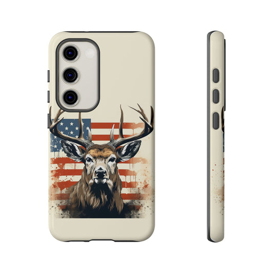 Wild Patriot: Majestic Deer with American Flag phone case