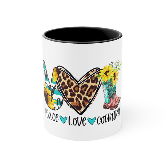 Peace, Love, Country 11oz Mug, Country Music, Gift, Unique Gift