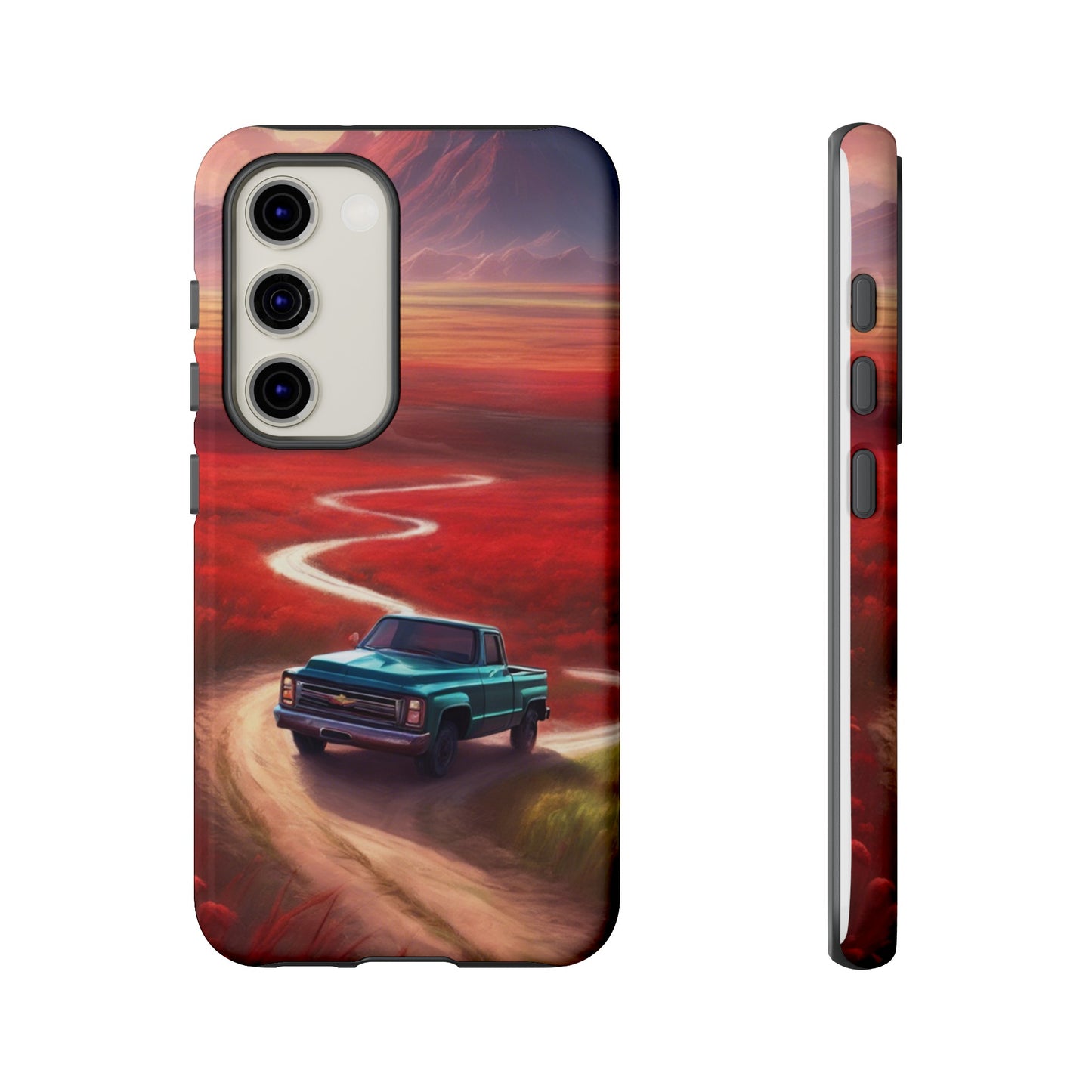 Blue Chevy Sunset Scene Phone Case