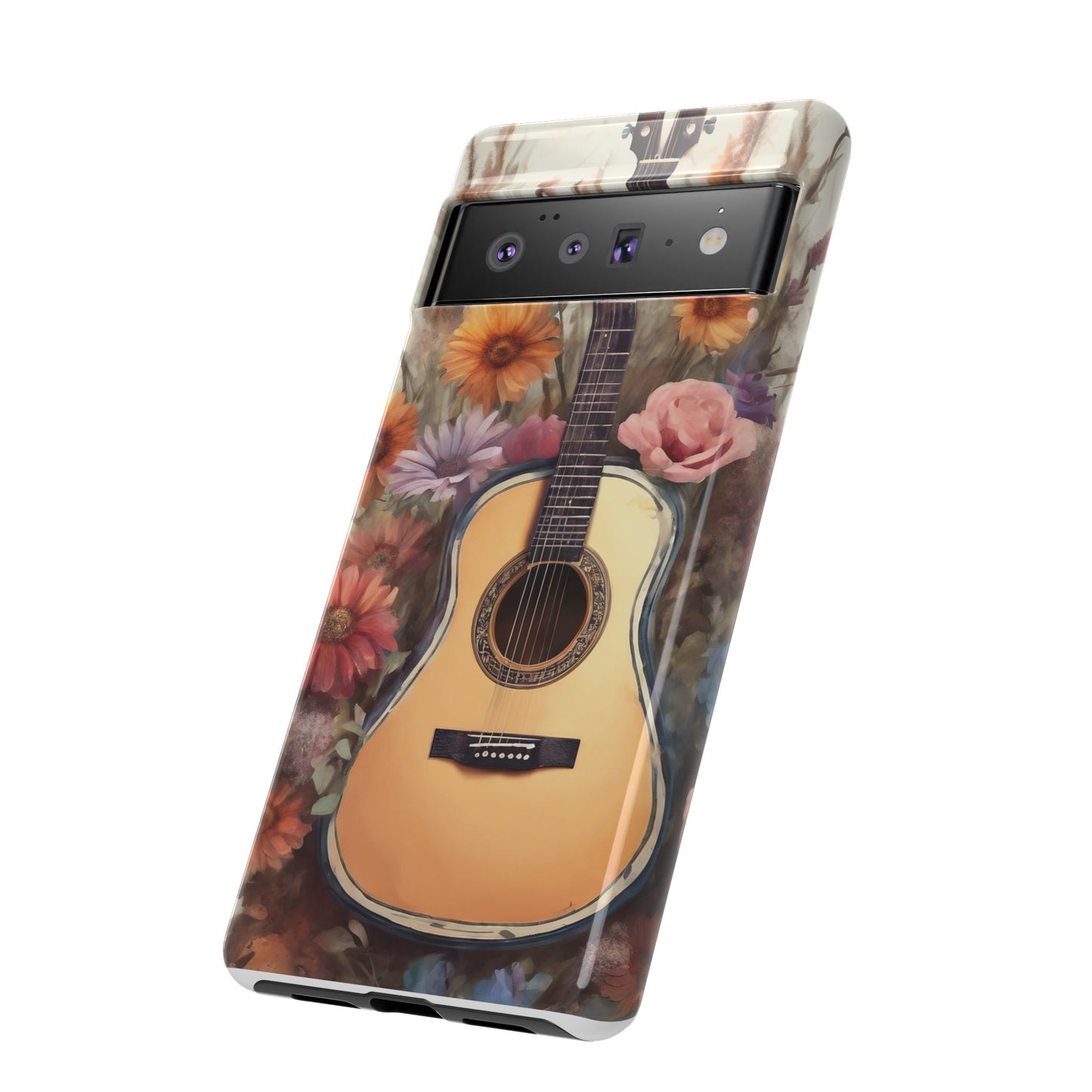 Boho Guitar with Flowers Design Phone Case