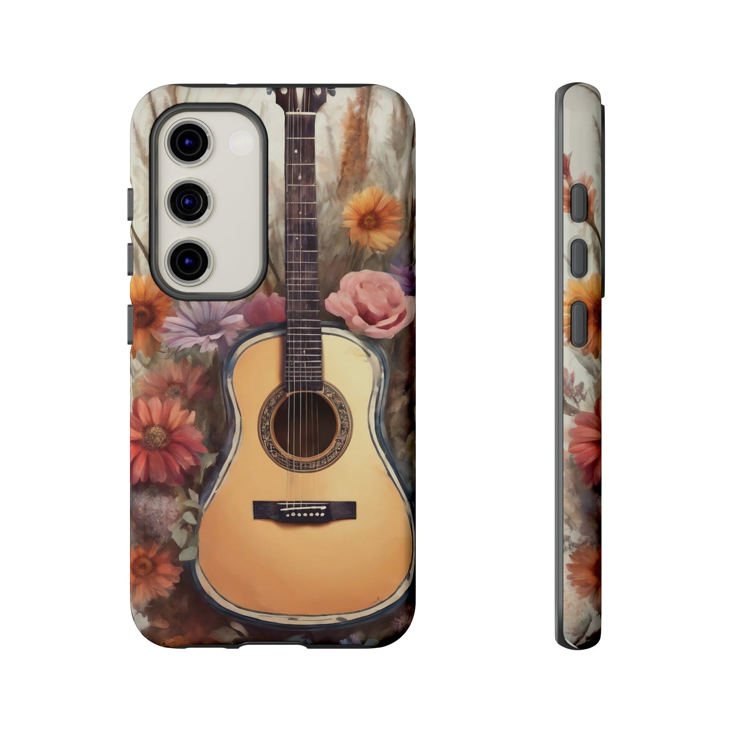 Boho Guitar with Flowers Design Phone Case