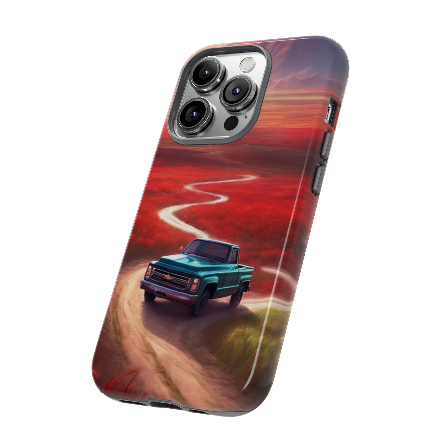 Blue Chevy Sunset Scene Phone Case