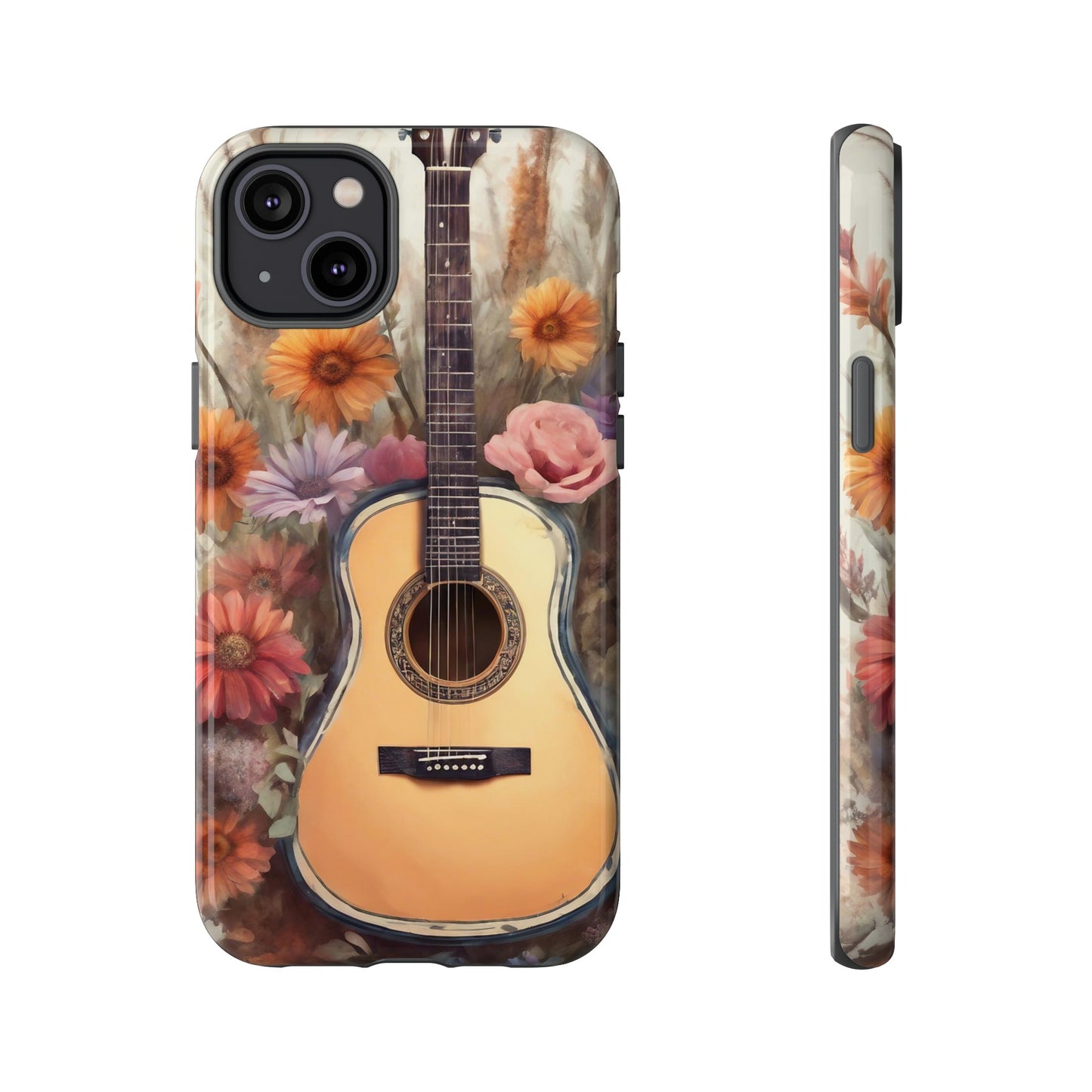 Boho Guitar with Flowers Design Phone Case