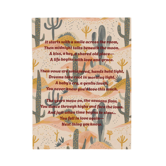  Featuring a beautifully illustrated desert landscape with cacti and rolling hills with brown text