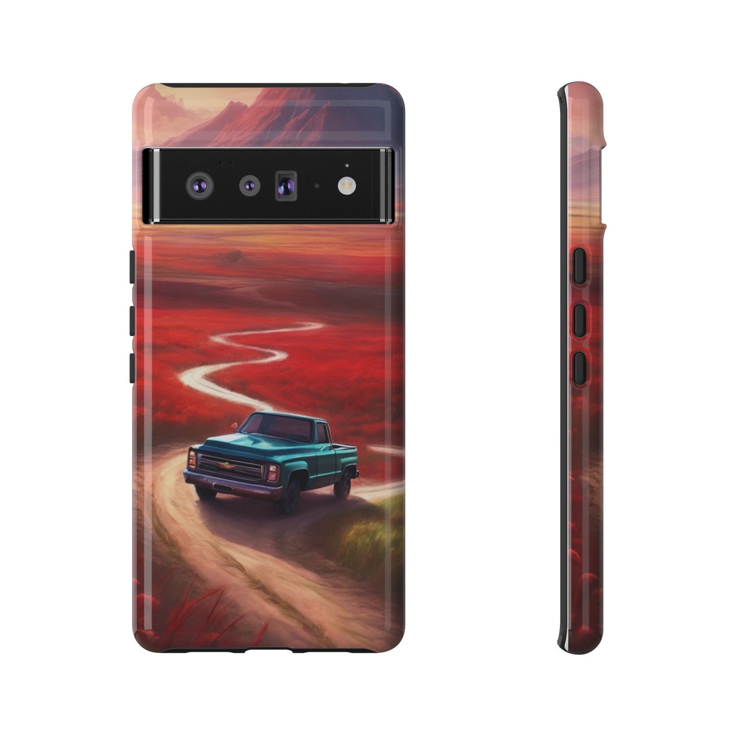 Blue Chevy Sunset Scene Phone Case