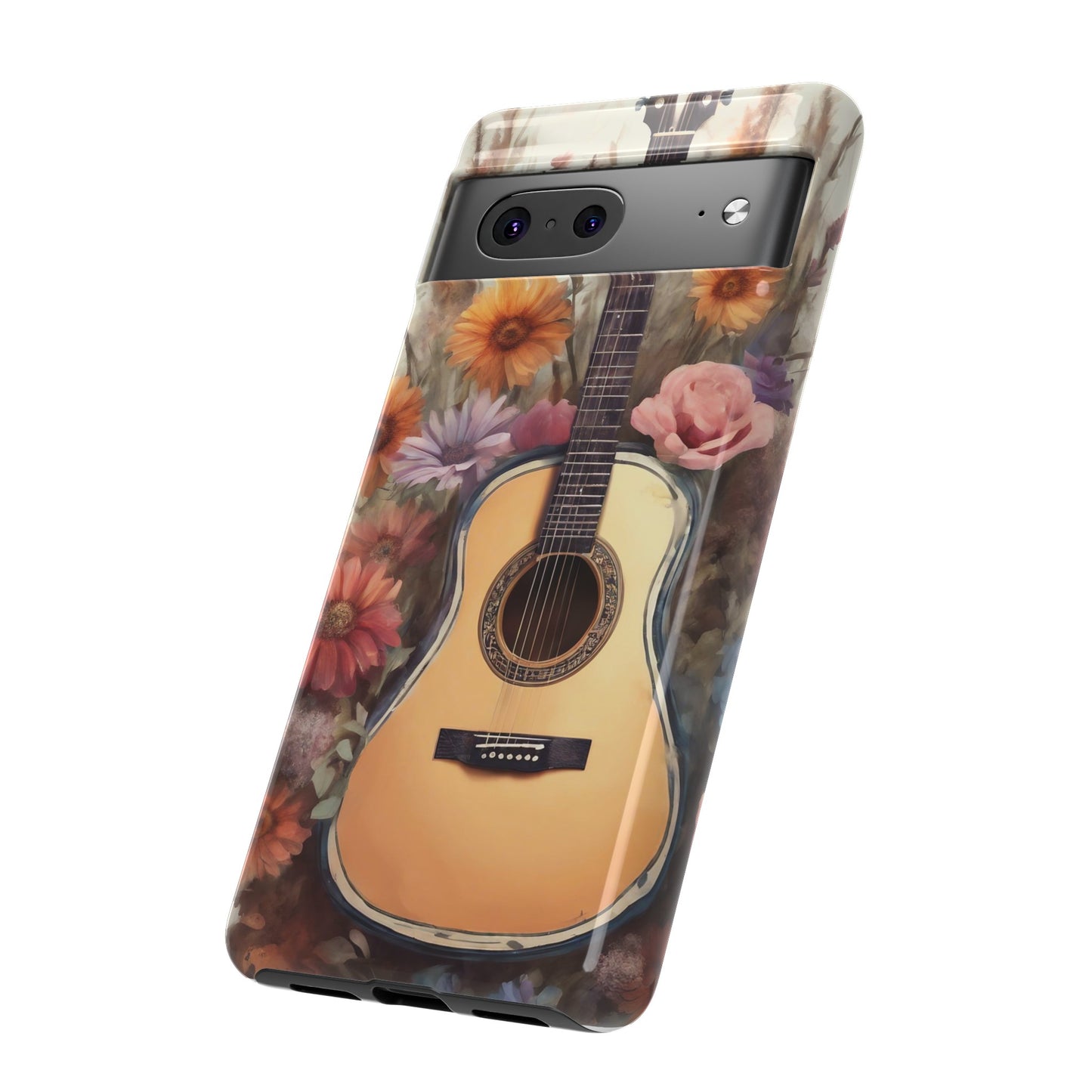 Boho Guitar with Flowers Design Phone Case