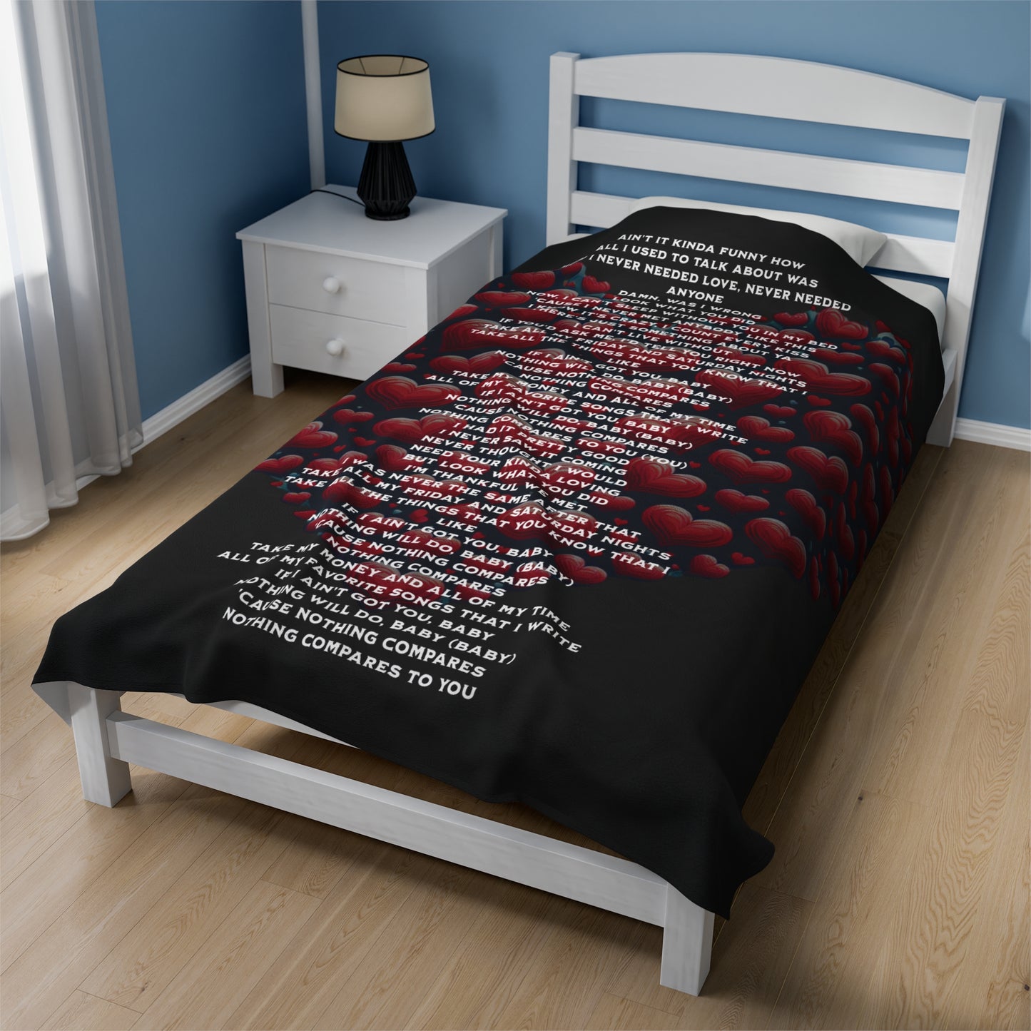 Nothing compares to you lyric Velveteen Plush Blanket, Fan Blanket, Throw Rug, Display Blanket, Country Music Blanket,