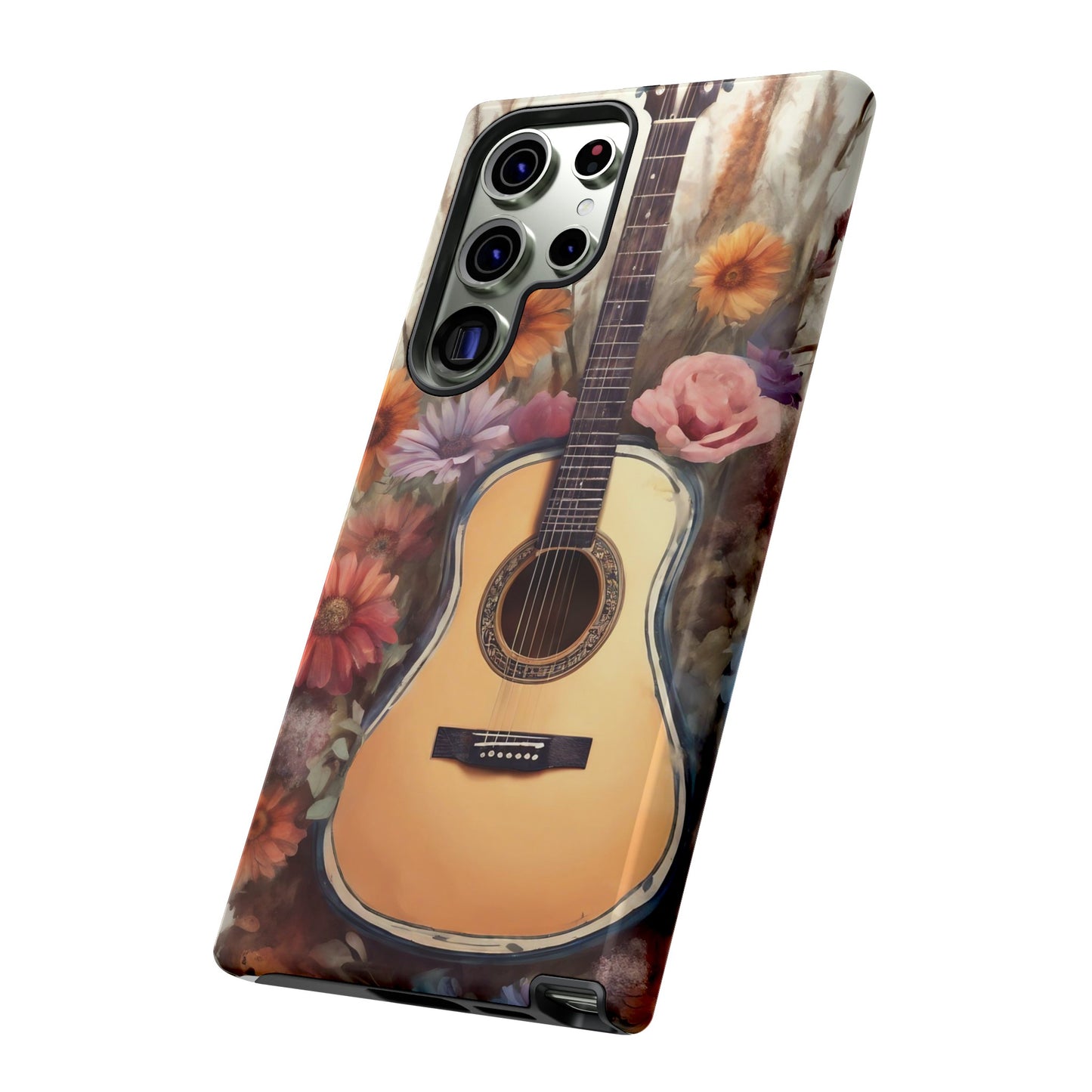 Boho Guitar with Flowers Design Phone Case