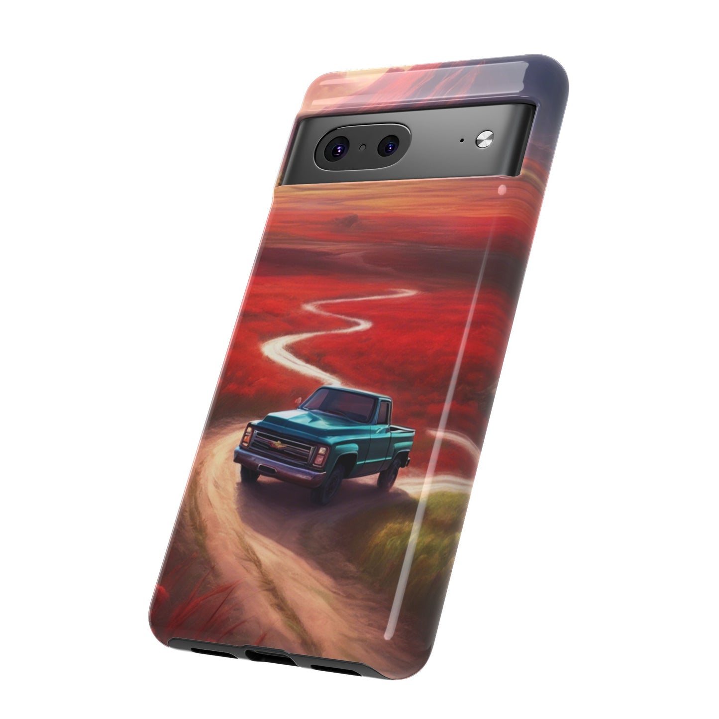 Blue Chevy Sunset Scene Phone Case