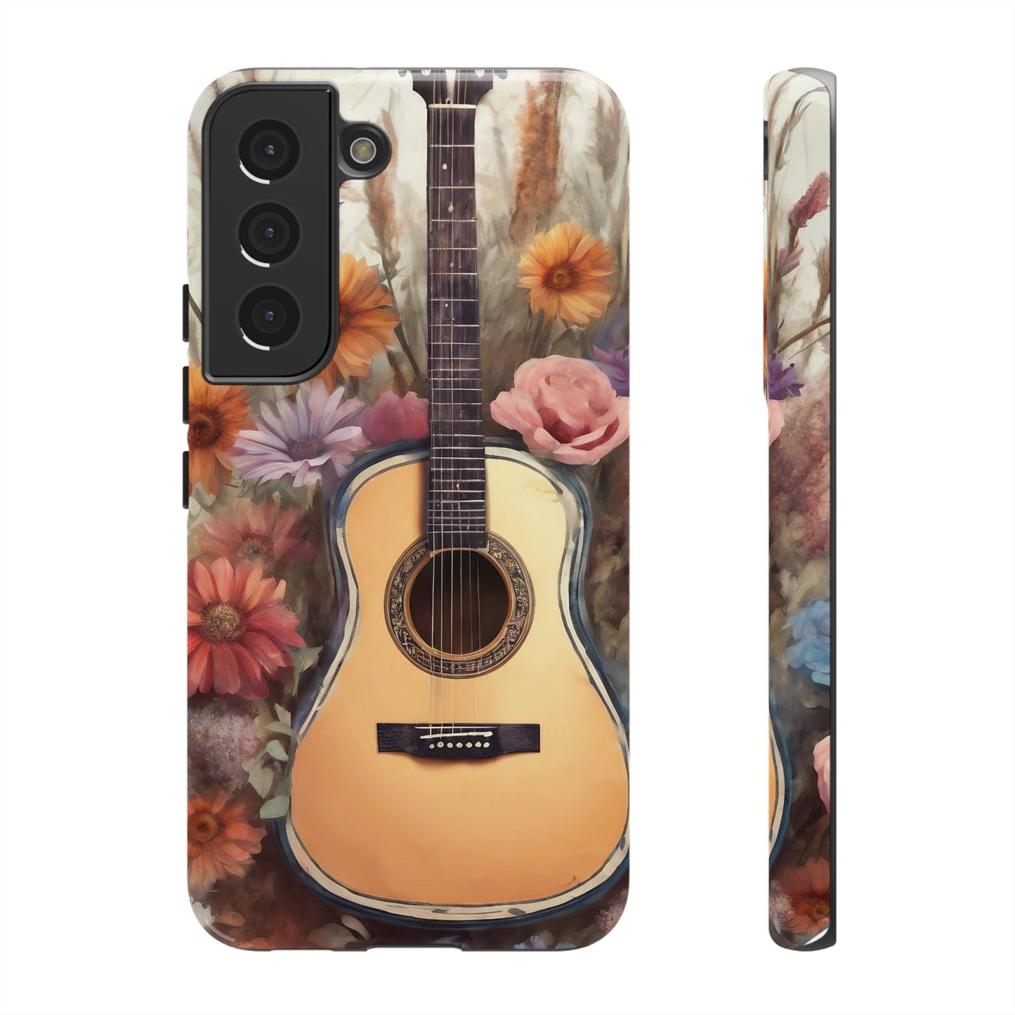 Boho Guitar with Flowers Design Phone Case