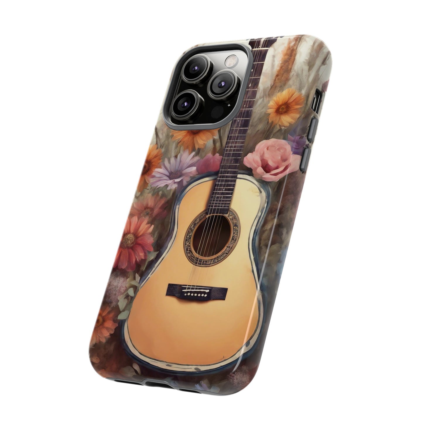 Boho Guitar with Flowers Design Phone Case